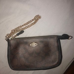 Coach Wristlet with classic logo and gold hardware